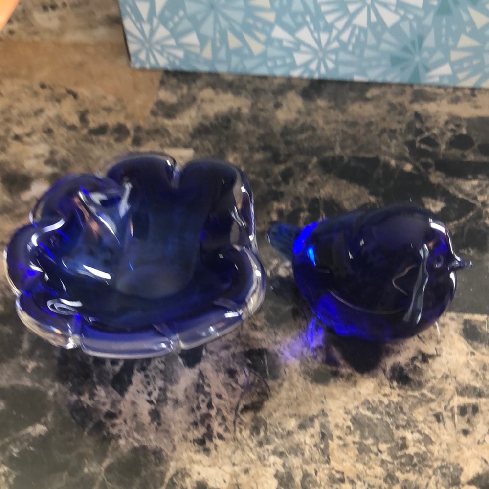 Blue Bird of Happiness and ashtray/Nest